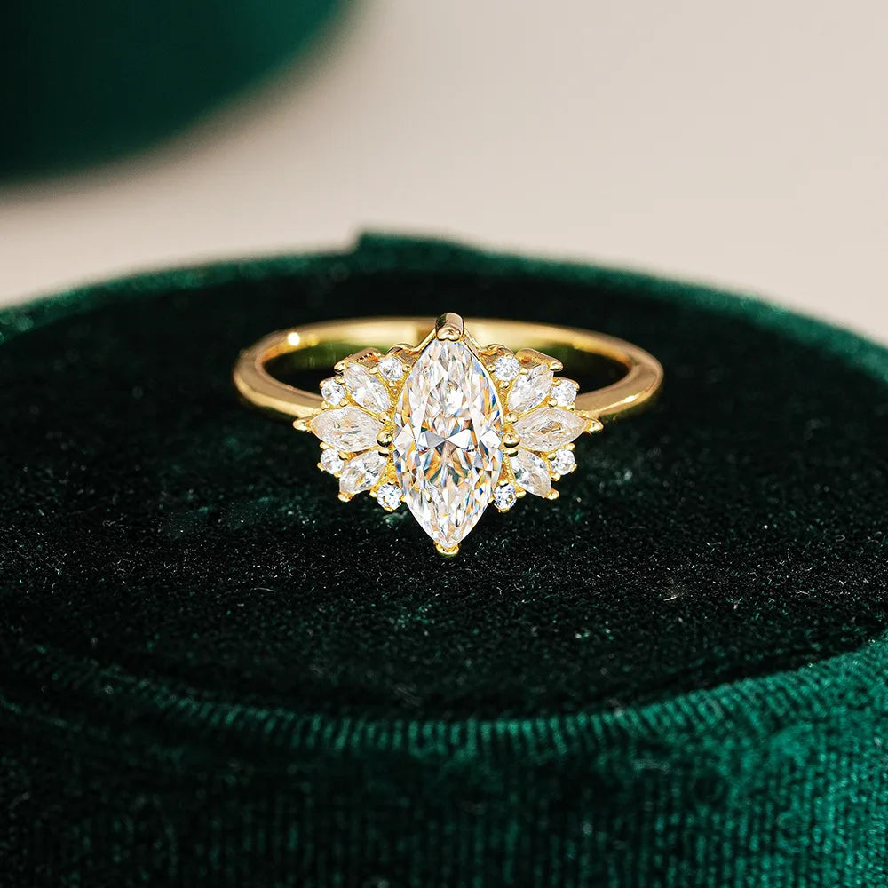 Moissanite Solitaire Engagement Ring | 1CT | 18K Gold Plated