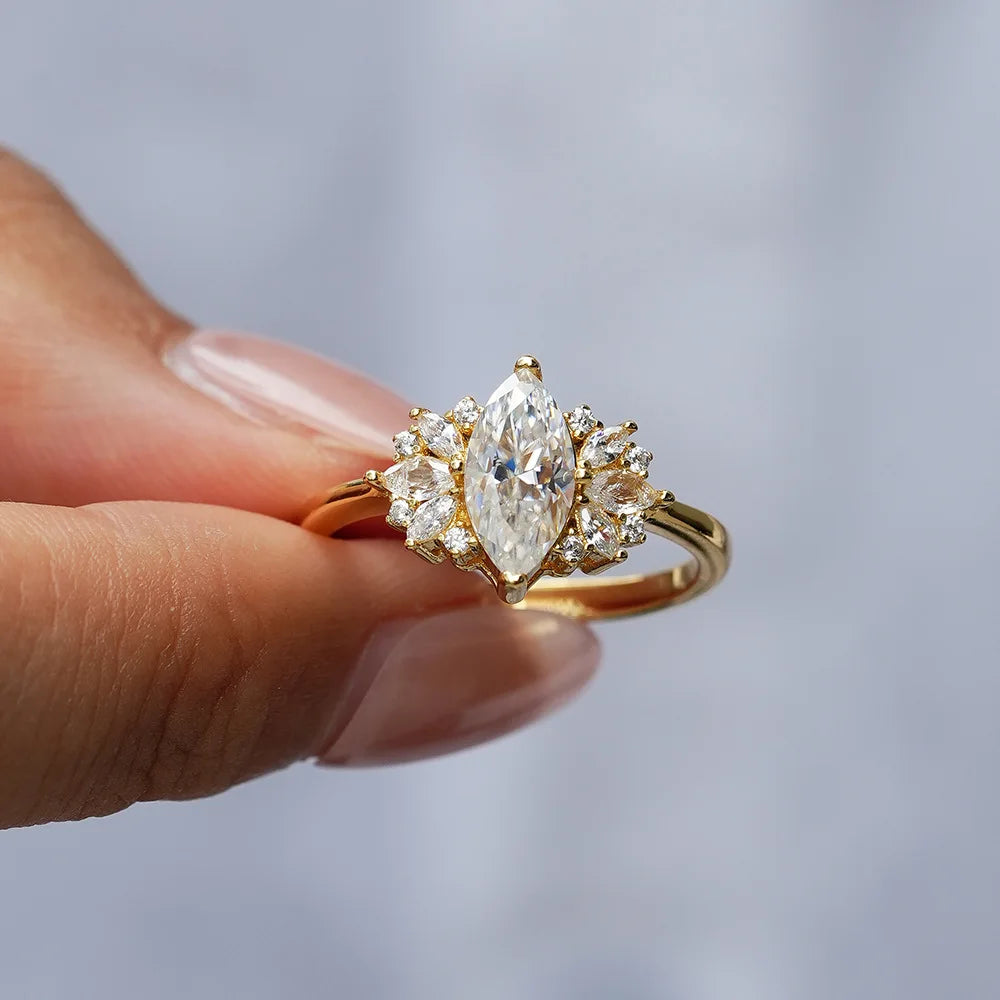 Moissanite Solitaire Engagement Ring | 1CT | 18K Gold Plated