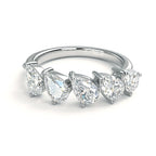 5-Stone Pear Cut Moissanite Half Eternity Band | 2.5CT Total | 925 Sterling Silver