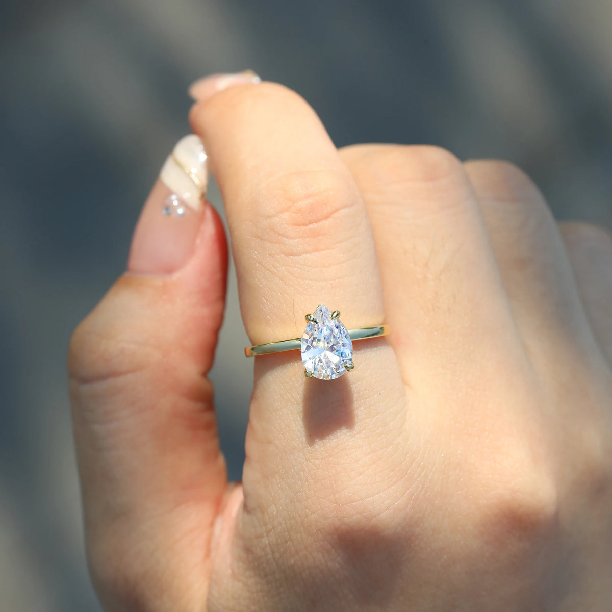 Pear Cut Moissanite Solitaire Ring | 1CT 2CT 3CT