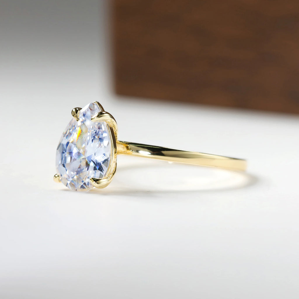 Pear Cut Moissanite Solitaire Ring | 1CT 2CT 3CT