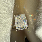 4CT Crushed Ice Cushion Cut Moissanite Hidden Halo Ring | GRA Certified | 925 Silver 18K Gold Plated