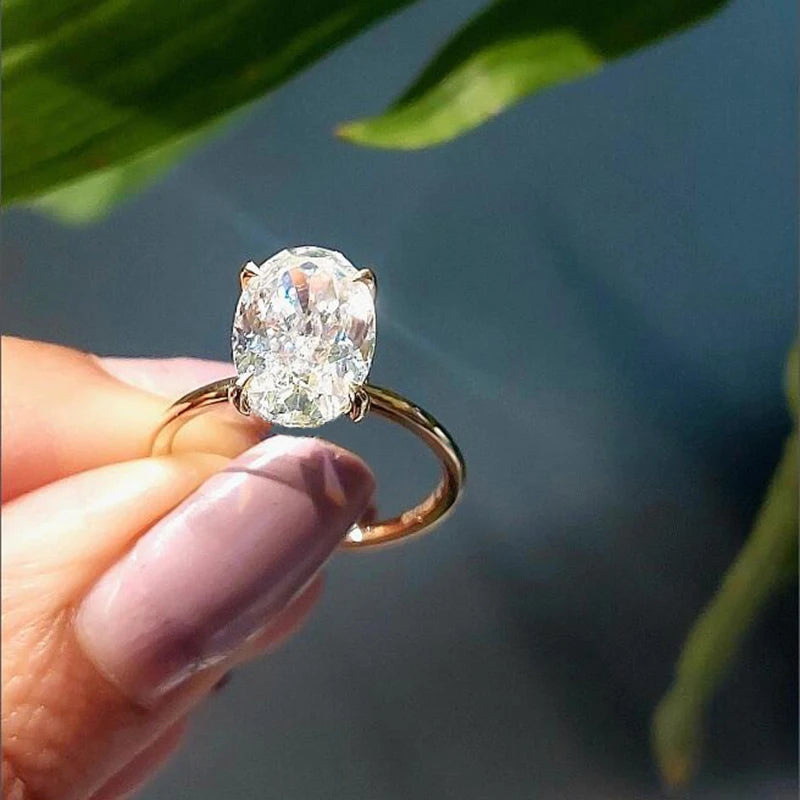 Oval Cut Moissanite Solitaire Ring | 1CT 2CT 3CT