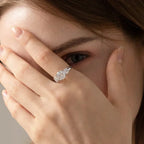 Round Cut Moissanite 3-Stone Ring | 2CT / 4CT Total | 18K Gold Plated | GRA Certified | 925 Silver