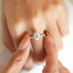 Oval Cut Moissanite Halo Ring | 1CT / 2CT / 3CT | Pavé CZ Halo