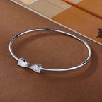 2-Stone Pear Cut Moissanite Open Cuff Bangle | 5×8mm | Certified | 925 Silver | Gold / Silver / Rose Gold