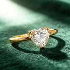 Heart Cut Moissanite Solitaire Ring | 1.2CT | 3-Prong | Gold & Silver | 925 Silver