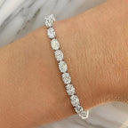 East-West Set Oval Cut Moissanite Tennis Bracelet | 0.3CT / 0.5CT / 1CT | Certified | 925 Silver | Gold & Silver