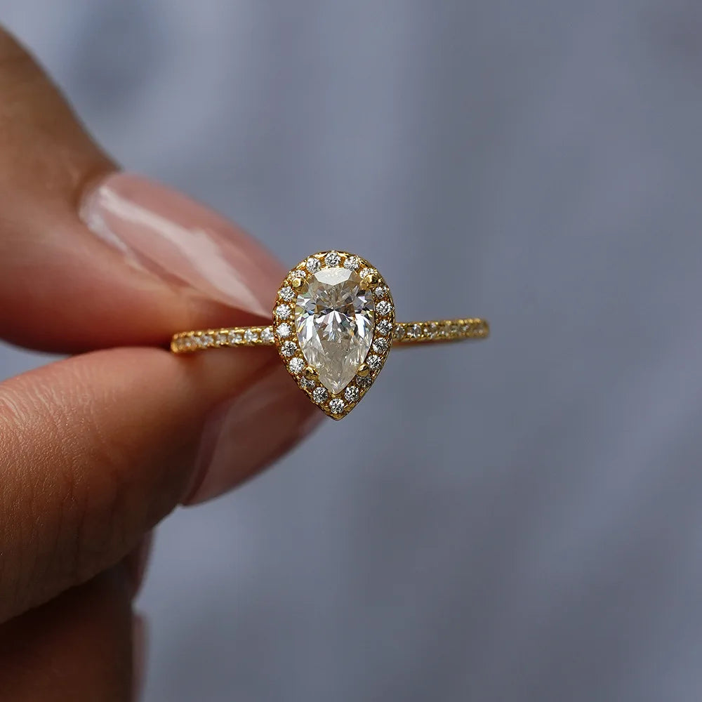Pear Cut Moissanite Solitaire Ring | 1CT | 925 Sterling Silver