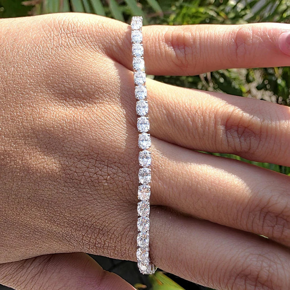 East-West Set Oval Cut Moissanite Tennis Bracelet | 0.3CT / 0.5CT / 1CT | Certified | 925 Silver | Gold & Silver