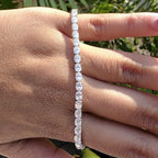 East-West Set Oval Cut Moissanite Tennis Bracelet | 0.3CT / 0.5CT / 1CT | Certified | 925 Silver | Gold & Silver