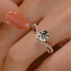 Round Cut Moissanite Bridal Ring | 1CT 6.5mm | Certified | 925 Silver Platinum Plated