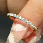 Half Eternity Moissanite Wedding Band | 1.3mm 1.6mm 1.8mm 2.0mm