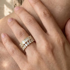 Emerald Cut Moissanite Full Eternity Ring | Stackable Wedding Band | Gold & Silver