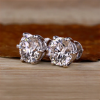Round Moissanite Stud Earrings | 0.1CT to 3CT | 6-Prong | GRA Certified | Gold & Silver | 925 Silver