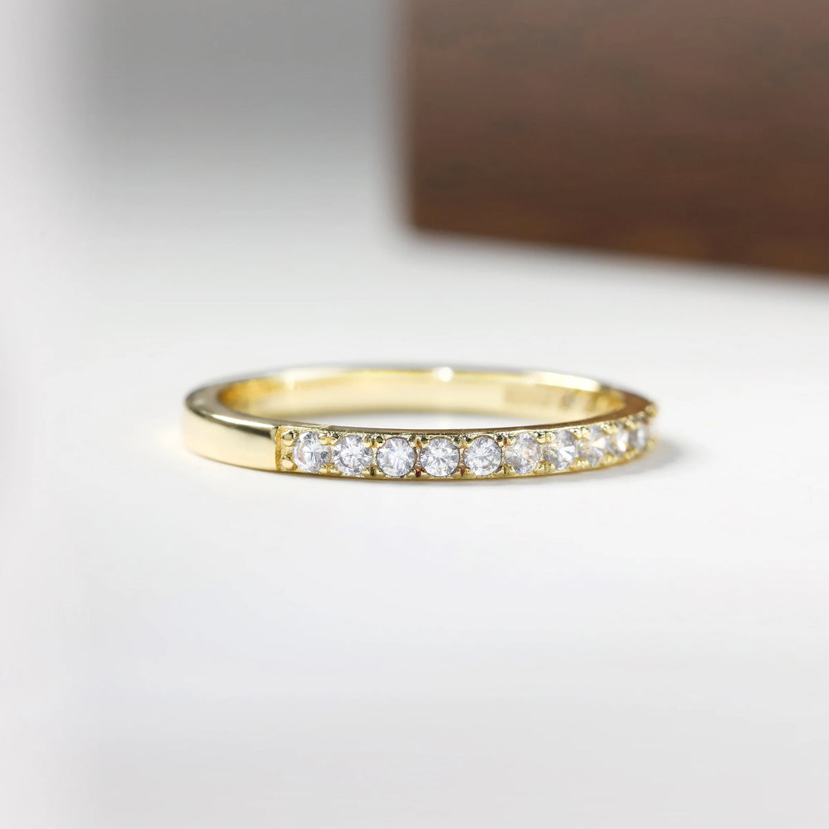 Half Eternity Moissanite Wedding Band | 1.3mm 1.6mm 1.8mm 2.0mm