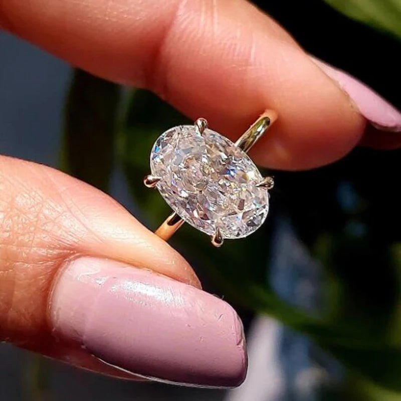 Oval Cut Moissanite Solitaire Ring | 1CT 2CT 3CT
