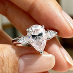 Pear Cut Moissanite 3-Stone Ring | 1CT–4CT | Full Moissanite | GRA Certified | 925 Silver