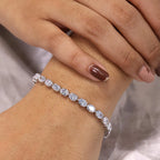 East-West Set Oval Cut Moissanite Tennis Bracelet | 0.3CT / 0.5CT / 1CT | Certified | 925 Silver | Gold & Silver
