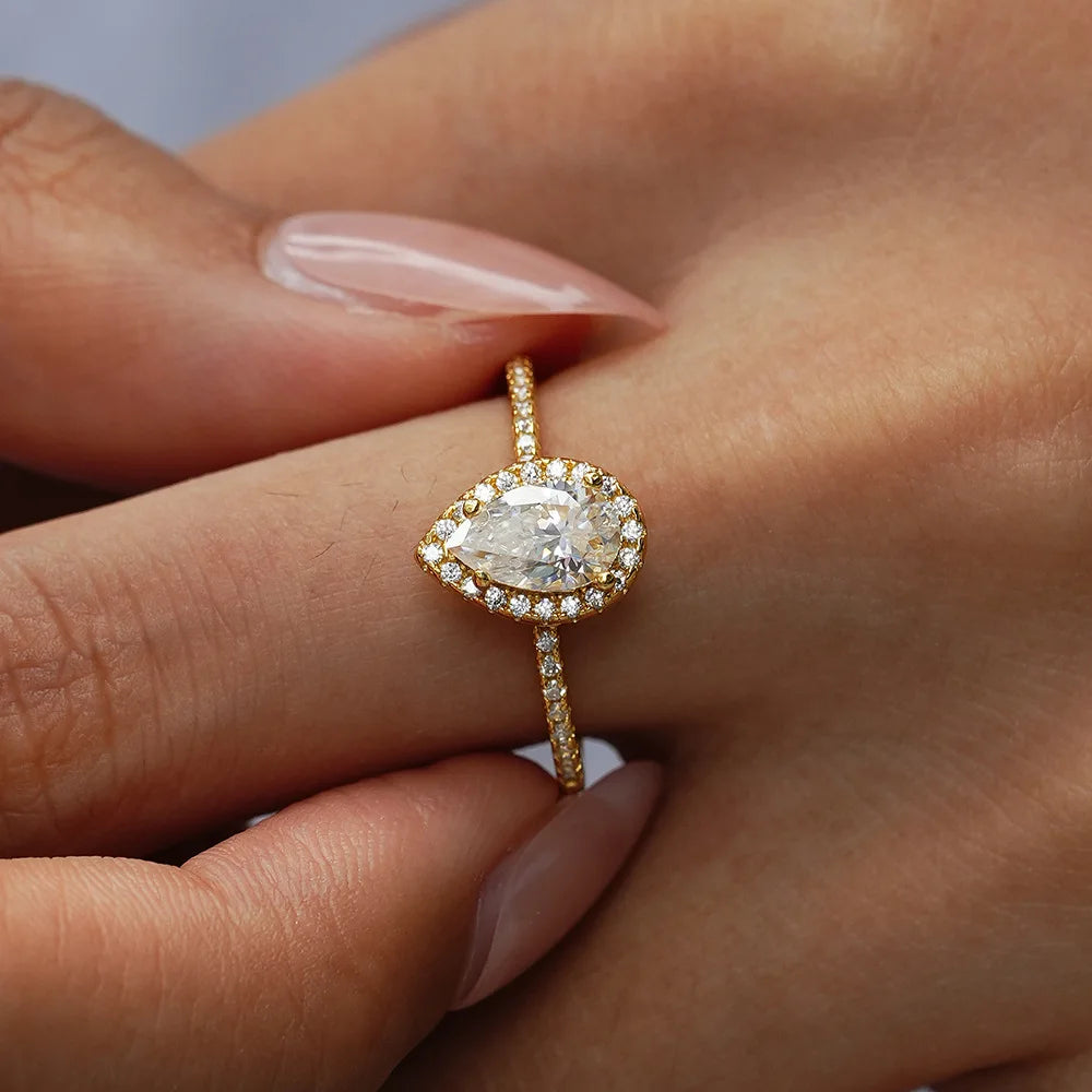 Pear Cut Moissanite Solitaire Ring | 1CT | 925 Sterling Silver