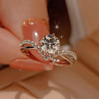 Round Cut Moissanite Bridal Ring | 1CT 6.5mm | Certified | 925 Silver Platinum Plated