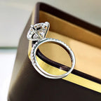 Oval Cut Full Moissanite Hidden Halo Ring | 1CT / 2CT / 3CT / 4CT | 925 Silver Platinum Plated