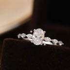Oval Cut Moissanite Solitaire Ring | 1CT / 2CT | Certified | 925 Silver Platinum Plated