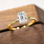 Emerald Cut Moissanite Solitaire Ring | 1CT 2CT 3CT
