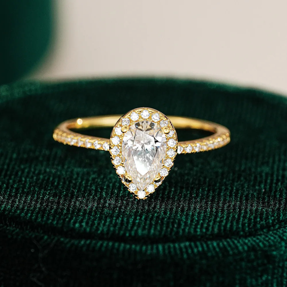 Pear Cut Moissanite Solitaire Ring | 1CT | 925 Sterling Silver
