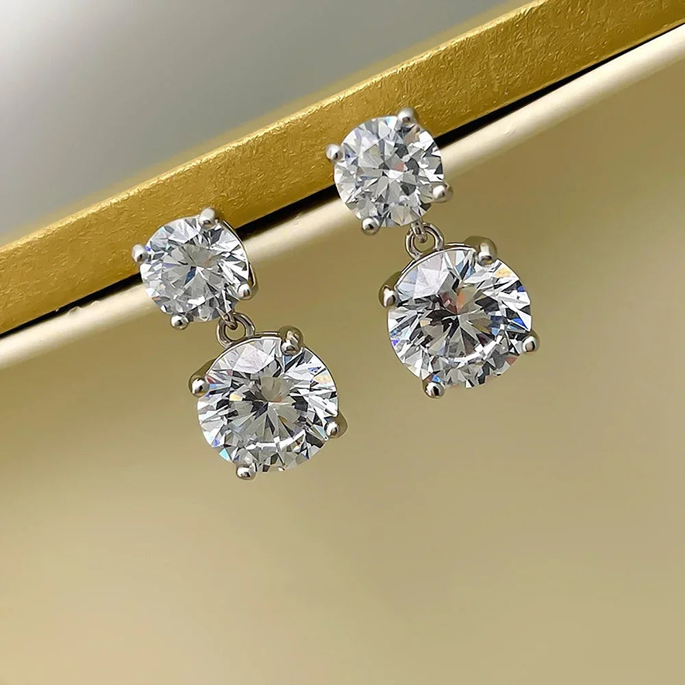 Full Moissanite Long Tassel Drop Earrings | 5.6CT / 10CT Total | GRA Certified | 925 Silver Platinum Plated