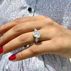 Heart Cut Moissanite Ring | Pear Cut Side Stones | 1CT / 2CT / 3CT / 4CT | 925 Sterling Silver