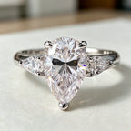 Pear Cut Moissanite 3-Stone Ring | 1CT–4CT | Full Moissanite | GRA Certified | 925 Silver