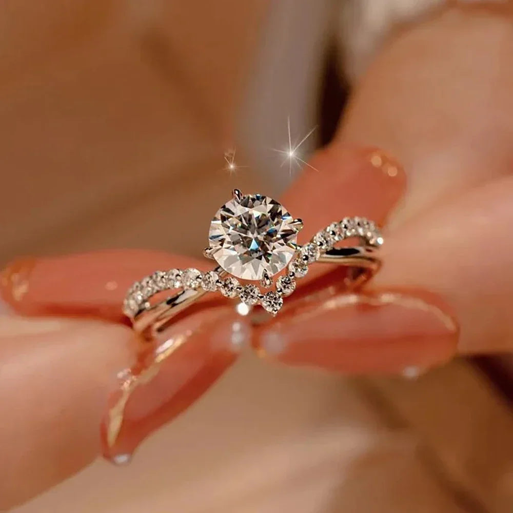 Round Cut Moissanite Bridal Ring | 1CT 6.5mm | Certified | 925 Silver Platinum Plated