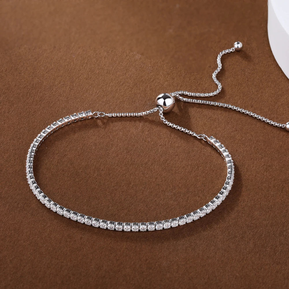 Full Moissanite Tennis Bracelet | 2mm Round | GRA Certified | Gold / Silver / Rose Gold | 925 Sterling Silver