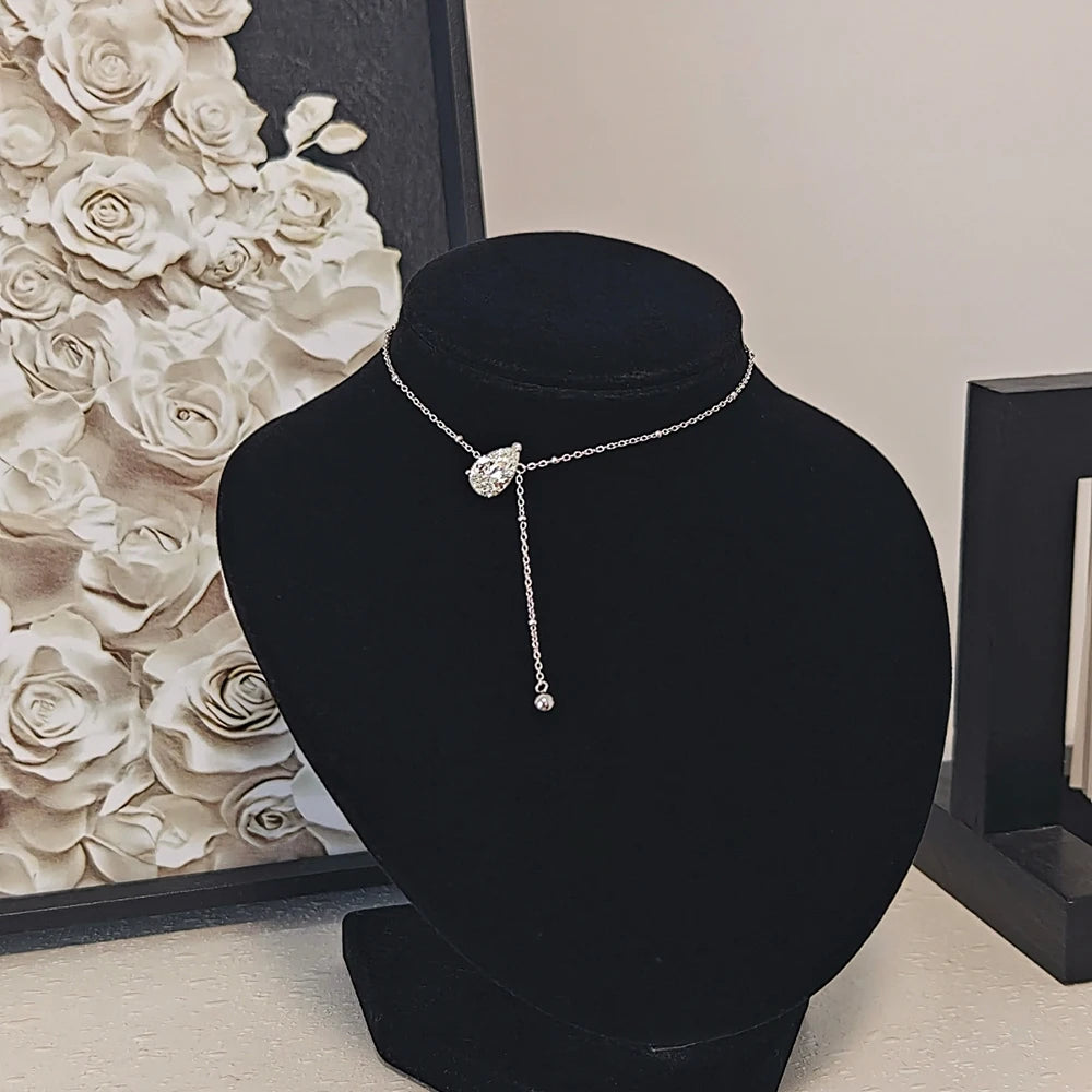 Pear Cut Moissanite Solitaire Pendant Necklace | Y-Style | 1CT / 2CT / 3CT | Certified | 925 Silver | Gold / Silver / Rose Gold