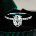Oval Cut Moissanite Halo Ring | 1CT / 2CT / 3CT | Pavé CZ Halo