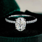 Oval Cut Moissanite Halo Ring | 1CT / 2CT / 3CT | Pavé CZ Halo