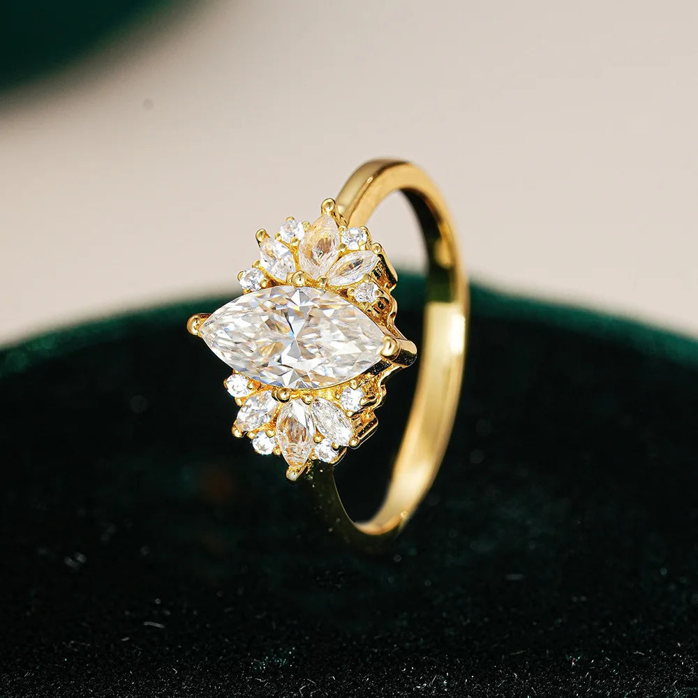 Moissanite Solitaire Engagement Ring | 1CT | 18K Gold Plated