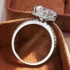 4CT Crushed Ice Cushion Cut Moissanite Hidden Halo Ring | GRA Certified | 925 Silver 18K Gold Plated