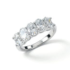 5-Stone Oval Cut Moissanite Half Eternity Band | 2.5CT Total | 925 Sterling Silver