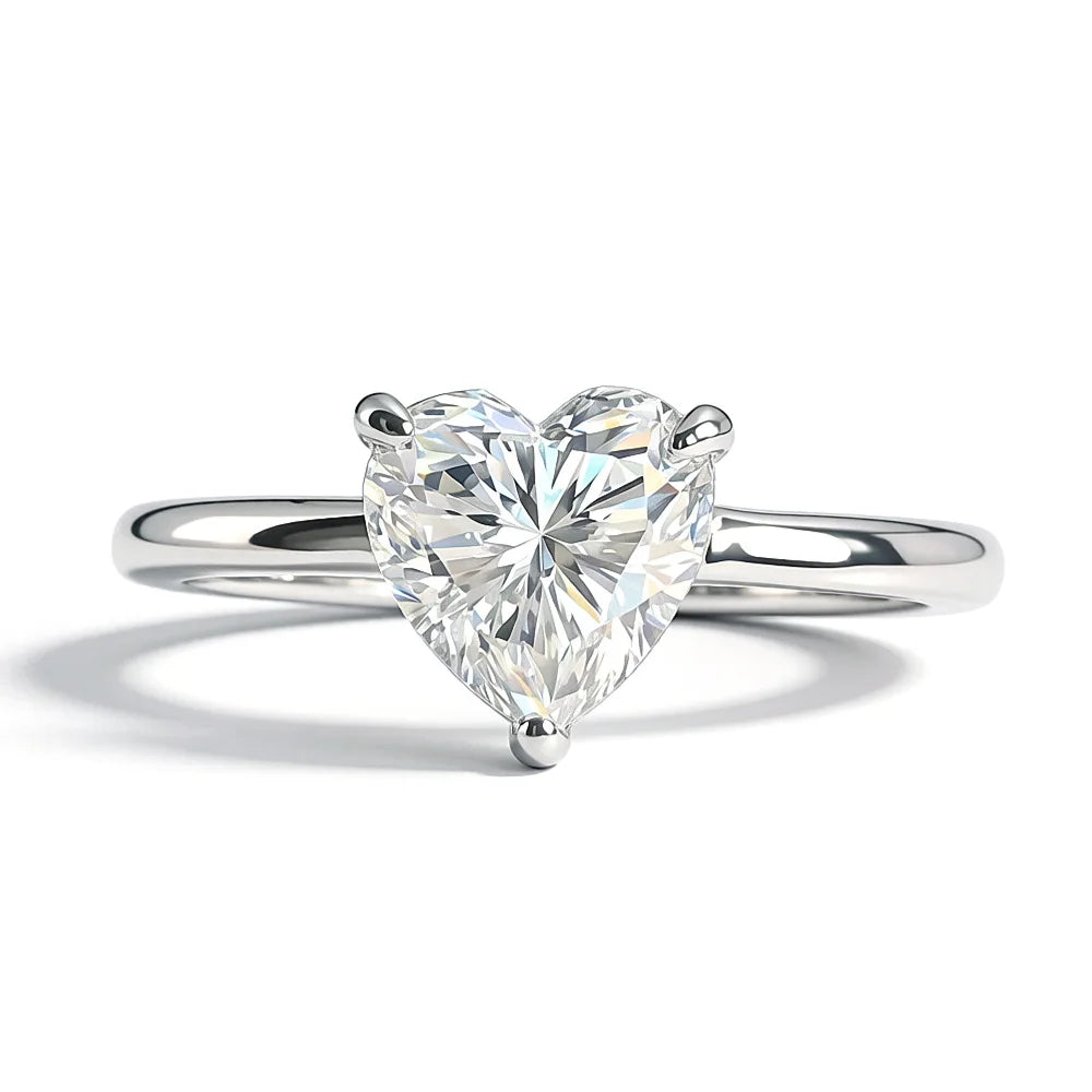 Heart Cut Moissanite Solitaire Ring | 1.2CT | 3-Prong | Gold & Silver | 925 Silver