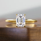 Emerald Cut Moissanite Solitaire Ring | 1CT 2CT 3CT