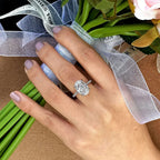Oval Cut Full Moissanite Hidden Halo Ring | 1CT / 2CT / 3CT / 4CT | 925 Silver Platinum Plated