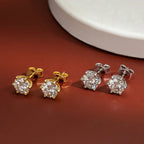 Round Moissanite Stud Earrings | 0.1CT to 3CT | 6-Prong | GRA Certified | Gold & Silver | 925 Silver