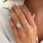 Oval Cut Full Moissanite Hidden Halo Ring | 1CT / 2CT / 3CT / 4CT | 925 Silver Platinum Plated