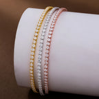 Full Moissanite Tennis Bracelet | 2mm Round | GRA Certified | Gold / Silver / Rose Gold | 925 Sterling Silver
