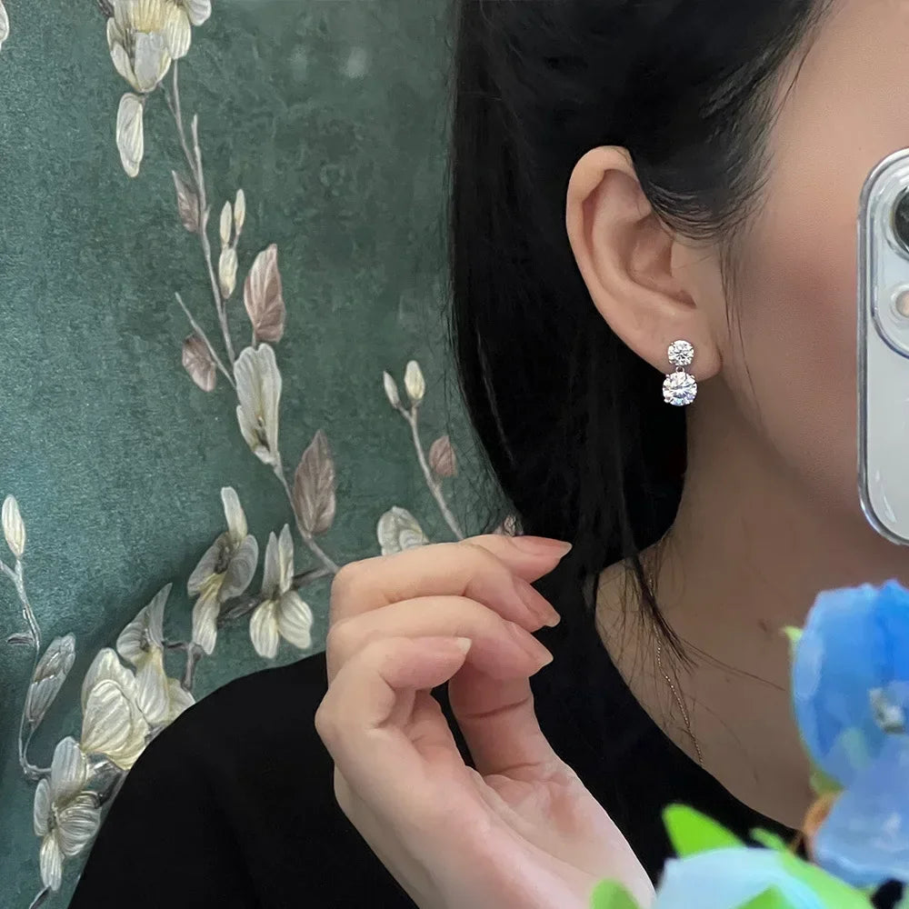 Full Moissanite Long Tassel Drop Earrings | 5.6CT / 10CT Total | GRA Certified | 925 Silver Platinum Plated