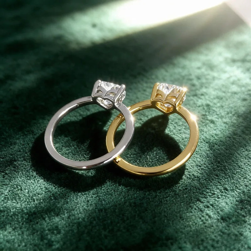 Heart Cut Moissanite Solitaire Ring | 1.2CT | 3-Prong | Gold & Silver | 925 Silver