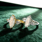 Marquise Moissanite Three Stone Ring | 3CT Center | Pear Side Stones