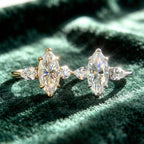 Marquise Moissanite Three Stone Ring | 3CT Center | Pear Side Stones